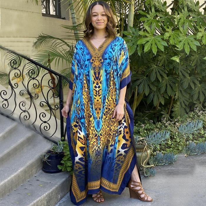 Robe de Plage Maxi Cover up Imprime Grande Taille Blanc Femme Blanc Cdiscount Pret a Porter
