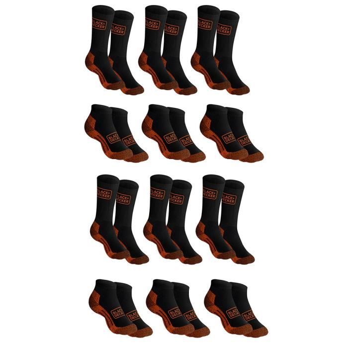 Black & Decker - Chaussettes de travail matelassées pour hommes, 6