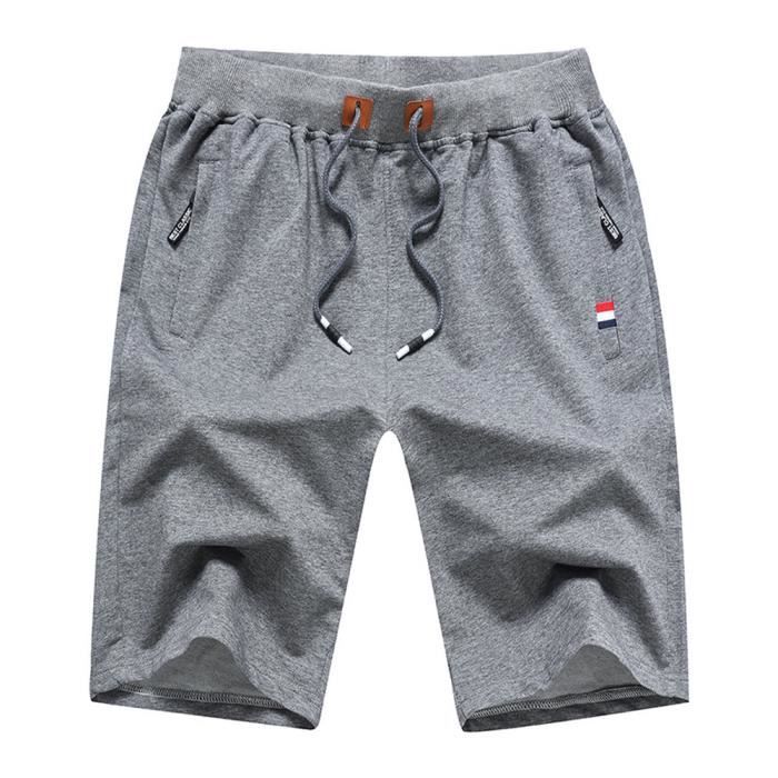 Short Homme, Short Sport Homme Coton avec Poches Zippées et cordon de  serrage, Short Running Homme Été, Bermuda Homme, Gris Foncé Gris -  Cdiscount Prêt-à-Porter