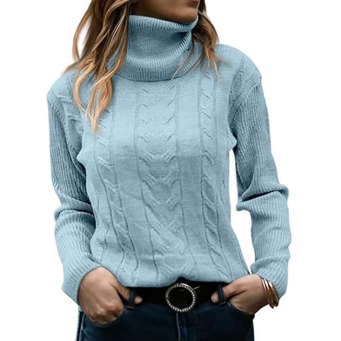 Femme Sous Pull Col Roul en Tricot Automne Hiver Pullover Chaud