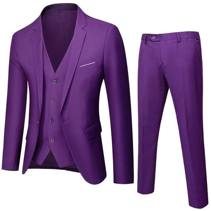 Costume 3 Pièces Homme Smoking Affaires - Blazer, Gilet, Pantalon Slim Fit Pour Mariage, Bureau, Occasions Formelles