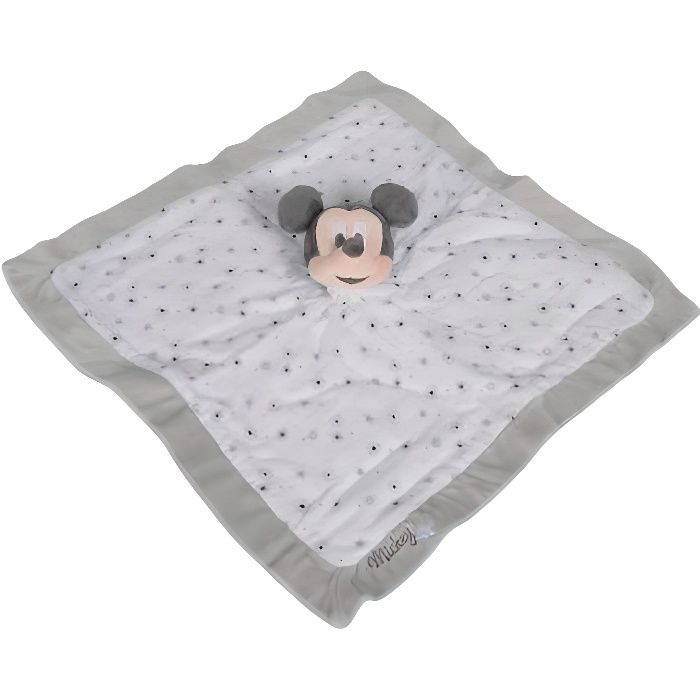 Doudou plat Mickey Lange Blanc et Gris pour bébé - NICOTOY