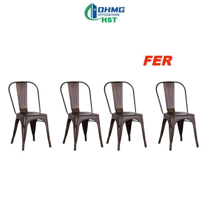 hst ohmg lot de 4 chaises de bar, tabourets hauts, sièges fer (couleur rouillé)