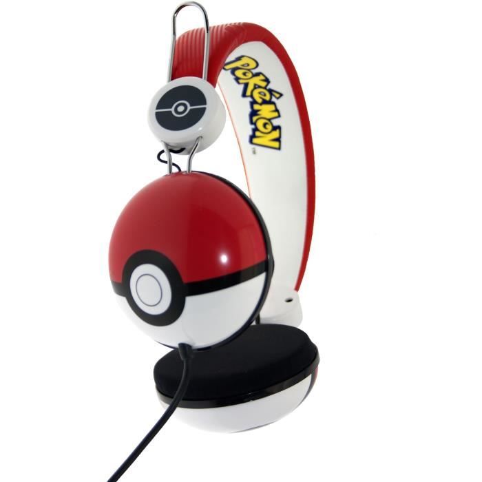 Casque audio stéréo Pokémon Pokéball - OTL - Arceau réglable - Prise Jack 3,5 mm - Rouge et blanc