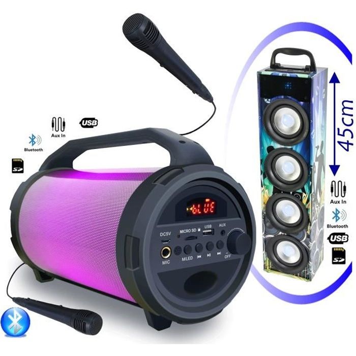 Enceinte Karaoke Portable USB Bluetooth Party Tubeled Effets