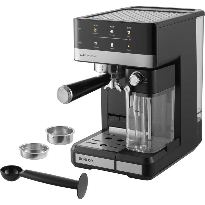 Machine à expresso Sencor SES 4060BK - Cappuccino et latte automatiques - Réservoir lait 500 ml - 20 bars - Noire