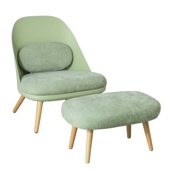 SoBuy® FST63-GR Fauteuil Relax avec Repose-Pieds Tabouret Chauffeuse Salon Chambre Fauteuil de Relaxation Confortable de Qualite