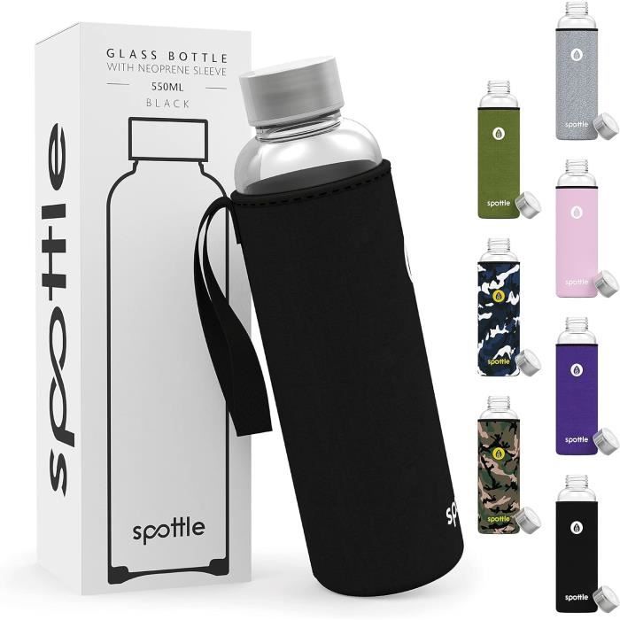 Gourde En Verre 1 Litre Avec Housse Néoprène - Sans BPA, Réutilisable, Idéale Pour Sport, Voyage, Maison, Boissons Chaudes Ou Froides