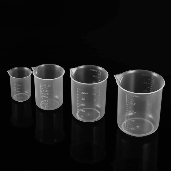 Lot De 4 Gobelets Doseurs 100 Ml Gradués - Petits Verres Mesure Précise Pour Cuisine Bricolage Époxy