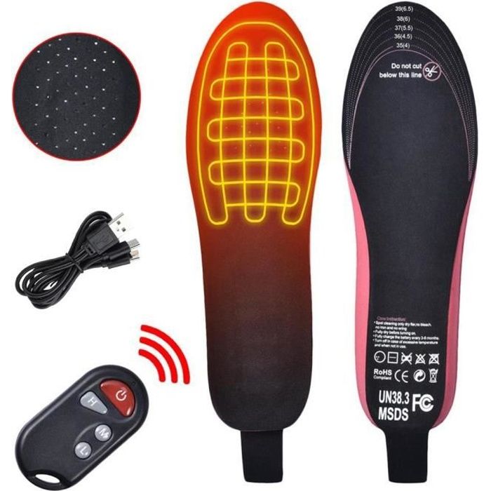 Semelles Chauffantes électriques Rechargeables - Télécommande Lavable - 2100 MAh - Pour Randonnée, Ski, Travail - 9