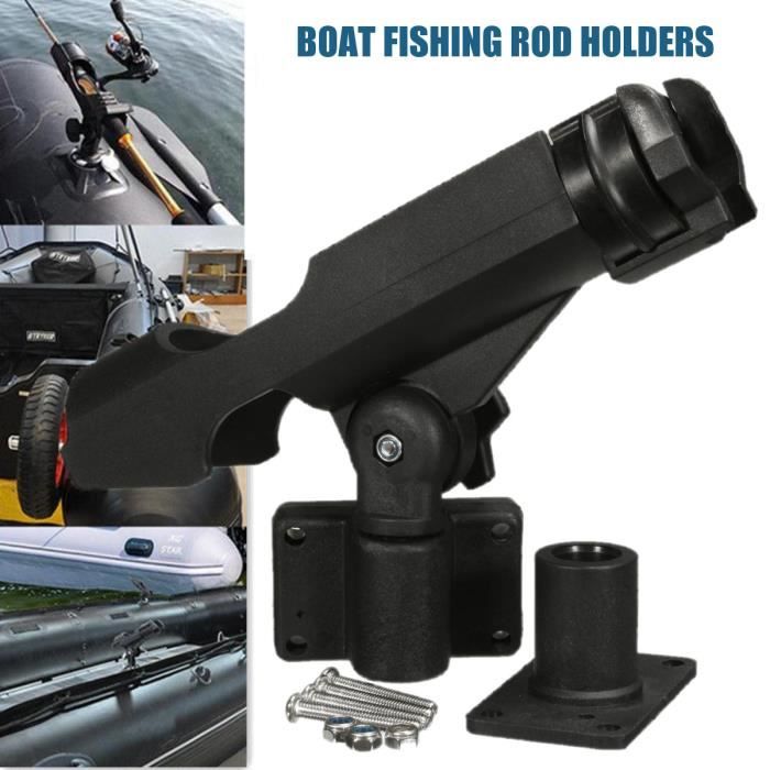 WINOMO Support pour canne à pêche Porte-canne à pêche pour bateau Rotatif 360 Degrés Noir
