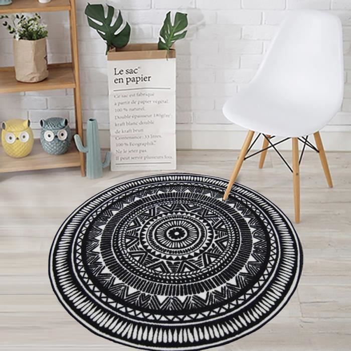 tempsa tapis rond 100cm de diametre dour salon chambre antiderapant noir achat vente tapis acrylique cdiscount