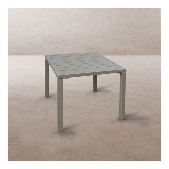 table d'appoint carrée en aluminium taupe 50 cm - nihoa - l 50 x l 45 x h 43 cm