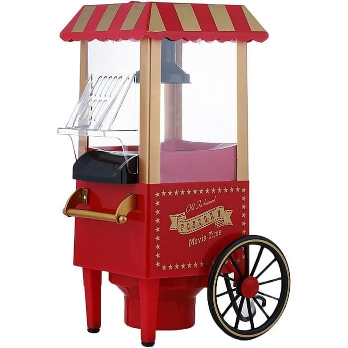 Machine à Popcorn Rétro 1200W Sans Huile - Prête En 2 Min, Capacité 0.3L - Design Vintage, Compacte - Noir