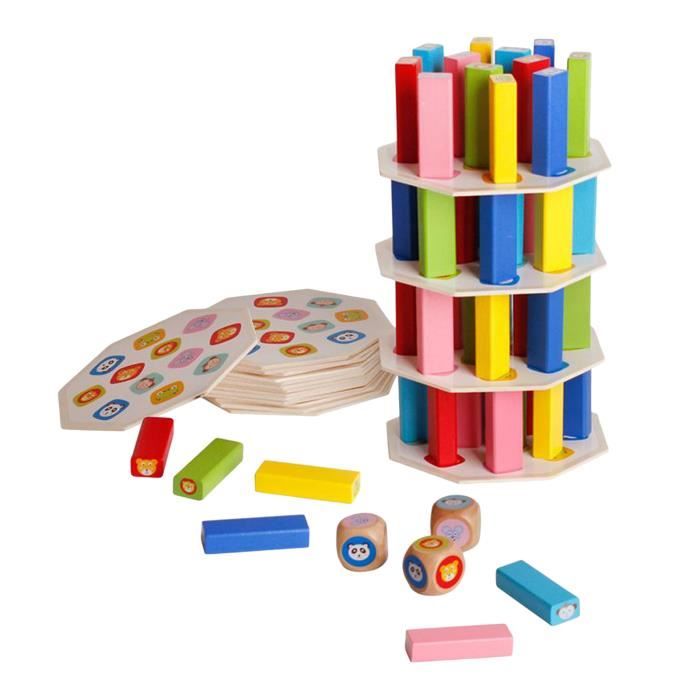 Tour D'empilage En Bois 54 Pièces - Jeu De Construction Et D'équilibre Pour Enfants 3 Ans Et Plus