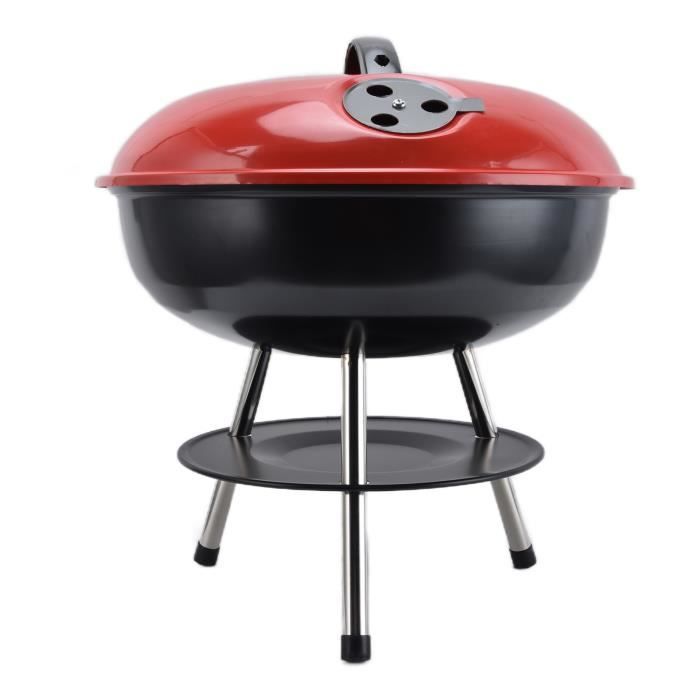 Grill BBQ Rond Portable - 10,2 Pouces - Au Charbon - Avec Filets & Poignée - Pour Extérieur - 7
