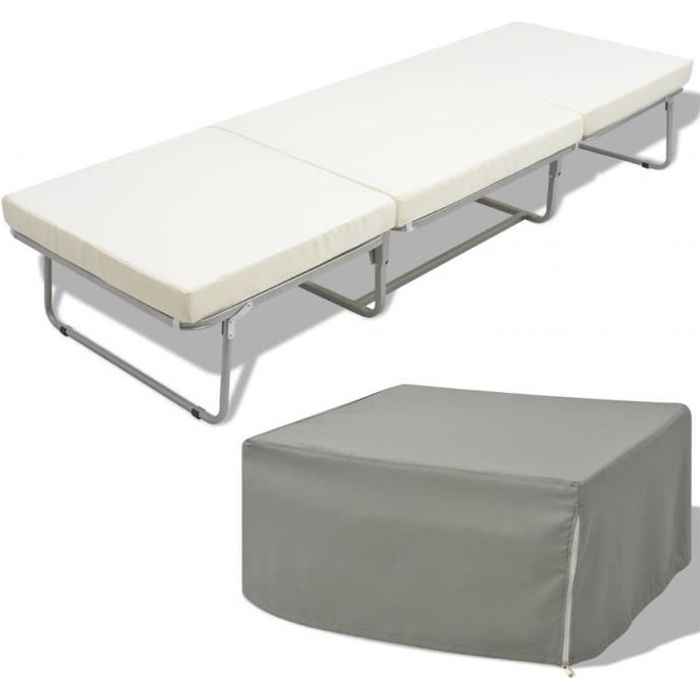 Vidaxl Lit Pliable Avec Matelas Blanc Acier 70x200 Cm Achat Vente Lit Pliant Cdiscount