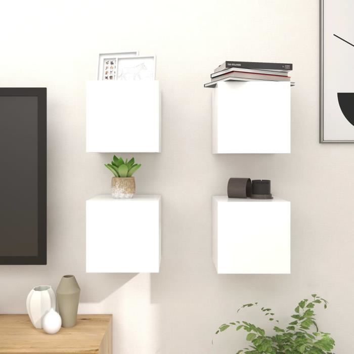 vidaXL Meubles TV muraux 4 pcs Blanc 305x30x30 cm