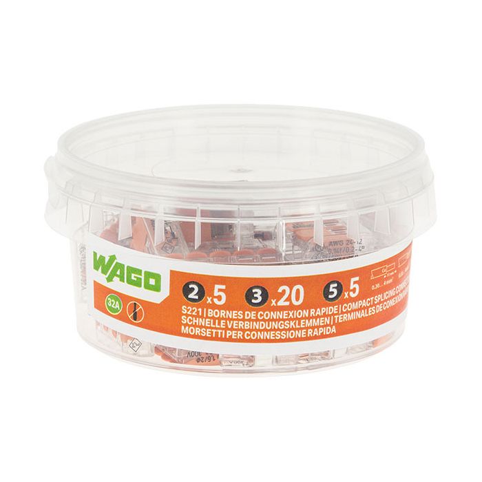 WAGO Pot de 30 bornes de connexion automatique S222 2,3 et 5 entr/ées