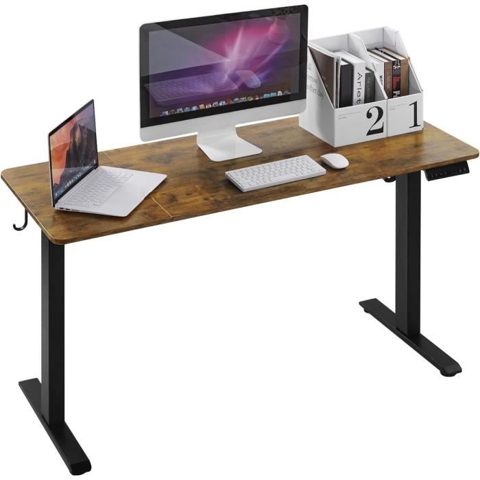 Pied De Bureau Assis-Debout Électrique WOLTU - Réglable 72-120 Cm, 4 Mémoires, Charge 70 Kg, Anti-Collision, Gris - Pour Bureau à Domicile Ou Entreprise