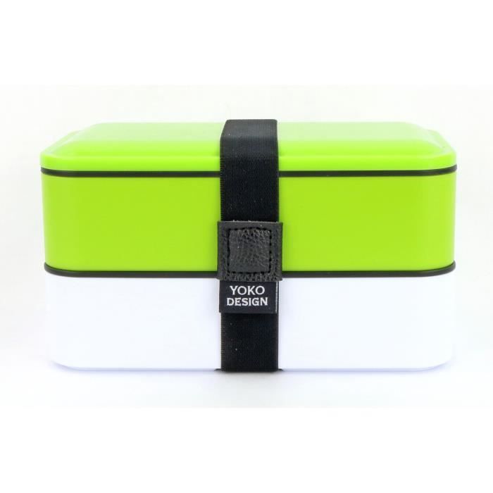 Lunch box Yoko Design noir 2 étages 1,2L + couverts