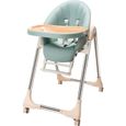 Chaise de salle à manger pour enfants - Chaise haute pliable pour bébé - Table d'alimentation réglable - vert-1