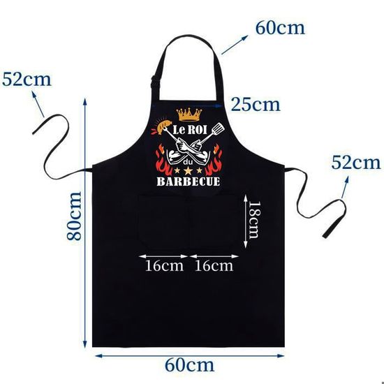 umboom Personnalisé Tablier de Cuisine, Réglable Chef Tablier avec 2 Poches pour Homme et Femme, Noir Tablier Cadeau pour Fête des Pères, Fête des Mères, Saint-Valentin, Noël, Nouvel An (Grill