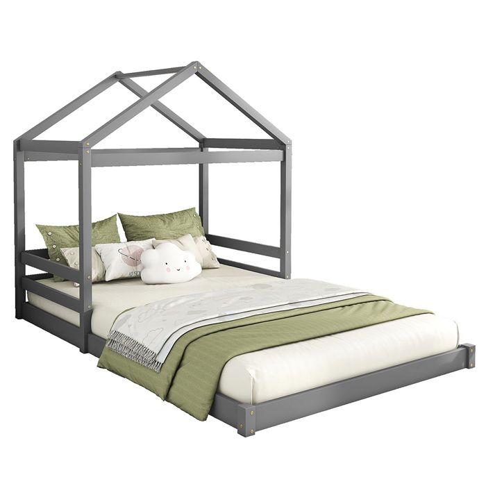 Merax Lit Capitonné Double 140x200cm Avec 4 Tiroirr En Velours, Sommier