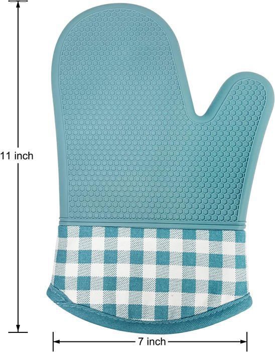 Gants De Four Silicone Épaissis + 4 Maniques Antidérapantes - Résistants à La Chaleur Et Imperméables Pour Cuisine