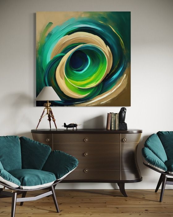 Tableau Sur Toile Abstrait Turquoise Effet 3D - Dimensions 120x60 Cm, Cadre 2 Cm, Côtés Imprimés, Décoration Murale Salon