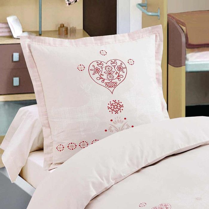 ALPES BLANC - Housse De Couette Nuit Des Alpes 260x240 Cm + 2 Taies Carrées – 100% Coton 57 Fils - Esprit Montagne – Finition Rabat - Maison