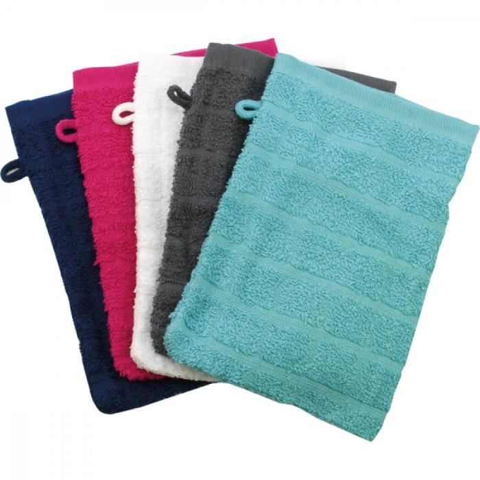 Lot De 10 Gants De Toilette 16x21 Cm 100% Coton Premium Rouge Et Gris Anthracite - Betz