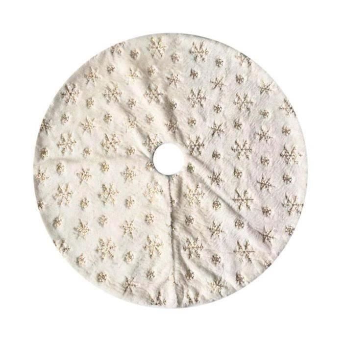 Jupe De Sapin De Noël 90 Cm – Blanc à Flocons Argentés, Peluche, Couvre-pied, Anti-dérapant - 12