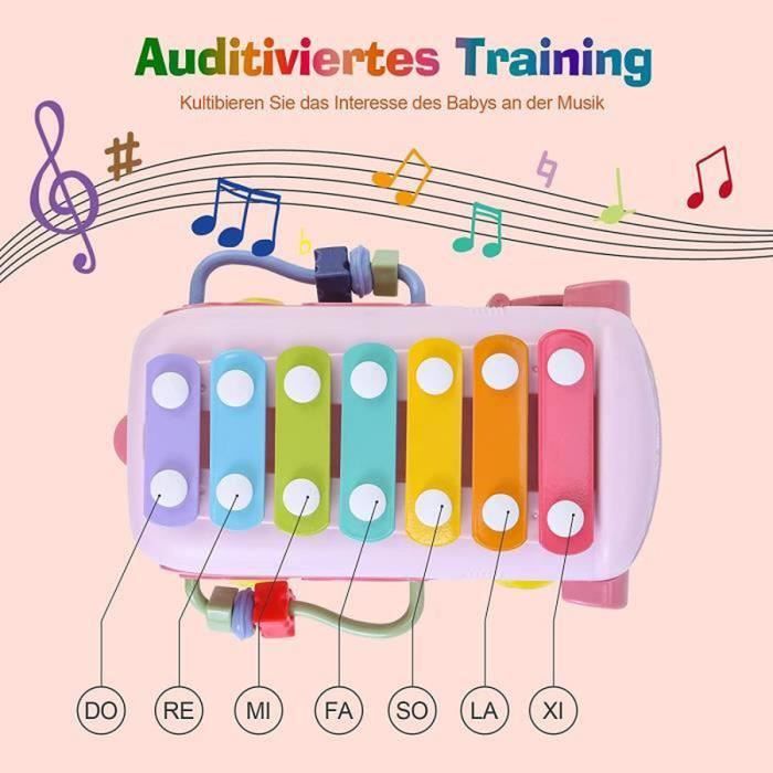 Xylophone En Forme De Bus Scolaire - Jouet Musical à Tirer, Dès 1 An, Avec Roues