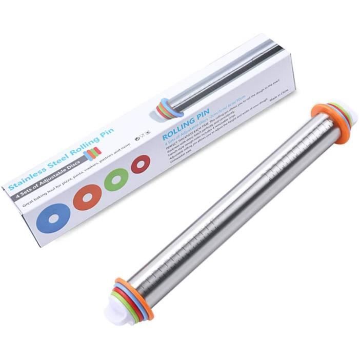 Rouleau à Pâtisserie Professionnel En Acier Inoxydable 18/10 LURCH - Longueur 40 Cm, Diamètre 4 Cm | Pour Pâte, Fondant, Chocolat