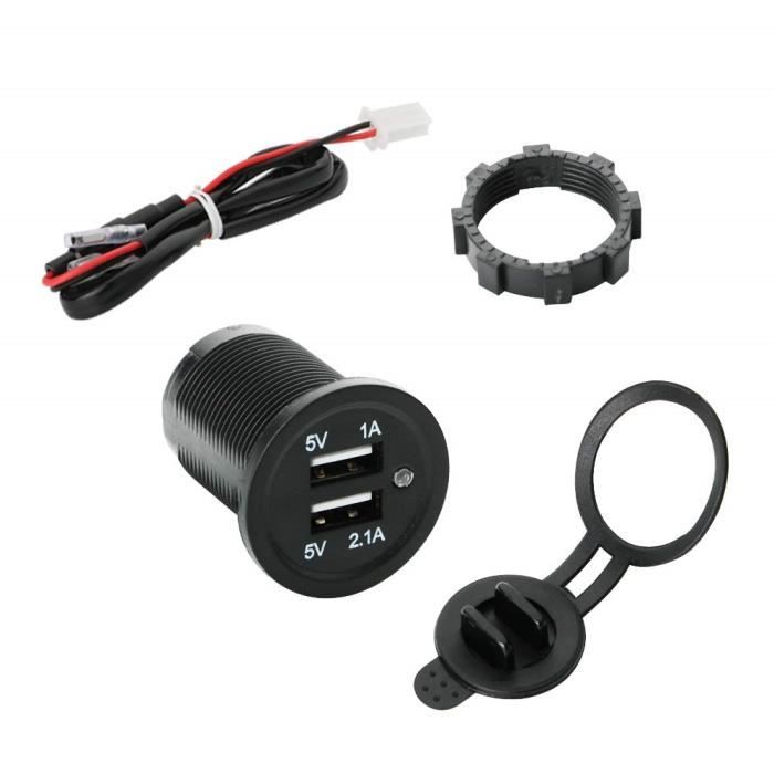 Prise USB Moto, Chargeur USB Moto QC3.0 USB& PD Type C Charge Rapide Prise De Chargeur De Voiture Etanche Pour 12V-24V Moto, Camping-Car, ATVs