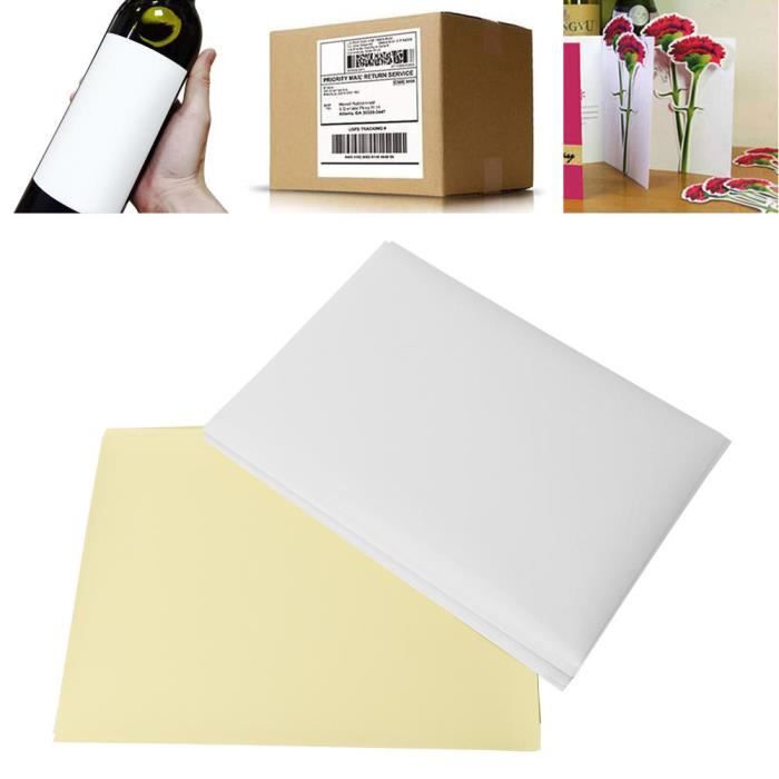 Lot de 100 feuilles de papier autocollant brillant A4 de qualité supérieure  - Impression haute résolution/dos autocollant : : Fournitures de  bureau