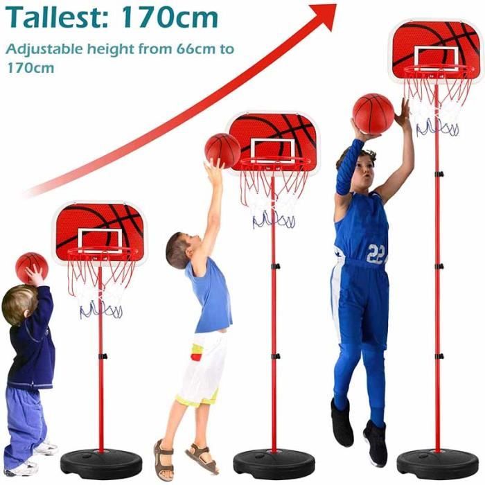 HOMASIS Panier De Basket Enfant – Hauteur Réglable 160-216 Cm – Base Stable, Intérieur/extérieur – Dès 3 Ans