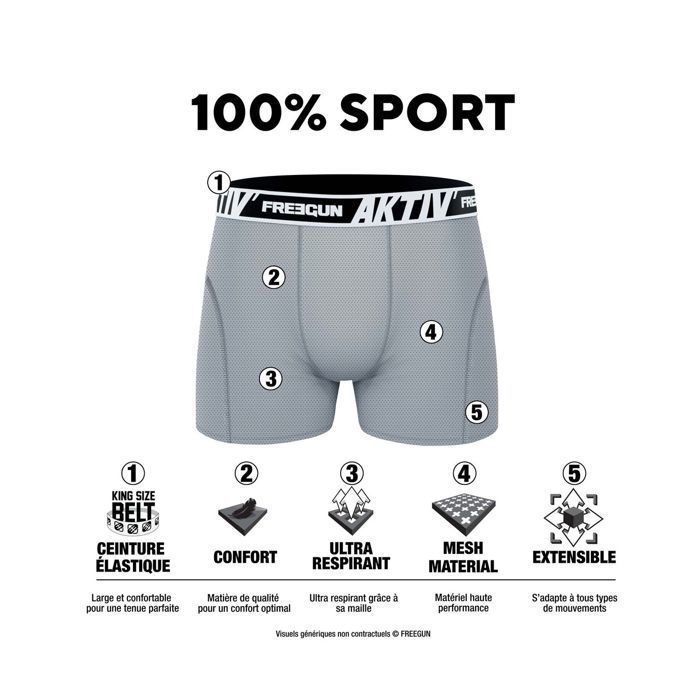 Boxer homme FREEGUN Aktiv Lot de 4 Ceinture maxi Confort Respirant Sport Orange Cdiscount Pret a Porter