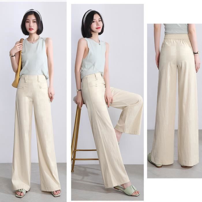Pantalon femme coupe droite large clearance