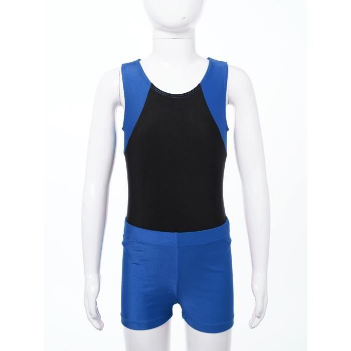 YIZYIF Enfant Garcon Justaucorps Gymnastique Danse sans Manches avec Short Tenue Sport 5 16 Ans Bleu Cdiscount Sport
