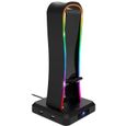 Support Casque Gaming RGB - Porte Casque Gamer Multifonction 11 Effets Lumineux - Compatible PC/PS4/Console-2