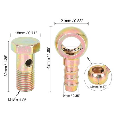 X AUTOHAUX Kit 2 Ensembles Boulons Banjo 12mm + Rondelles Cuivre – Raccord Frein Moto Voiture CNC Haute Précision