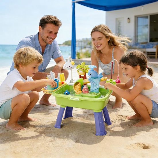 Évier de Jeu électrique Amovible pour Enfants, Table à Eau avec Eau Courante, Robinet Rotatif à 180 degrés, Jouet éducatif - Petits - Jeux - Jouets