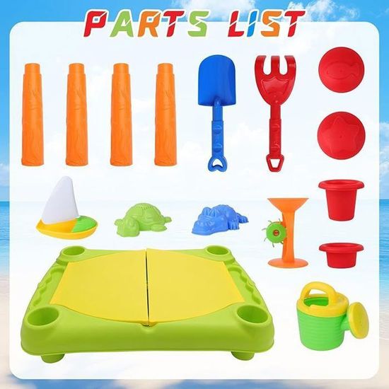 Costway 2 En 1 Table De Jeu Sable Et Eau Pour Enfants Avec De Nombreux Accessoires(18pcs) Jouet