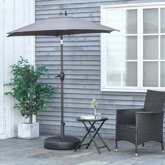 Outsunny Pied De Parasol 9 Kg - Base Résine Et Béton Pour Mât Ø34/38/48 Mm, Support Stable Jardin Terrasse Piscine, Noir