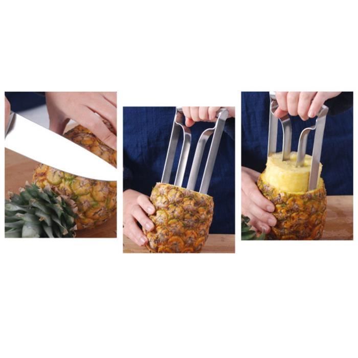 LIURC Vide-ananas et trancheuse d'ananas en acier inoxydable de qualité  supérieure - Lame tranchante renforcée et épaisse - Coupe ananas super  rapide avec pointes dentelées pour la maison et la cuisine 