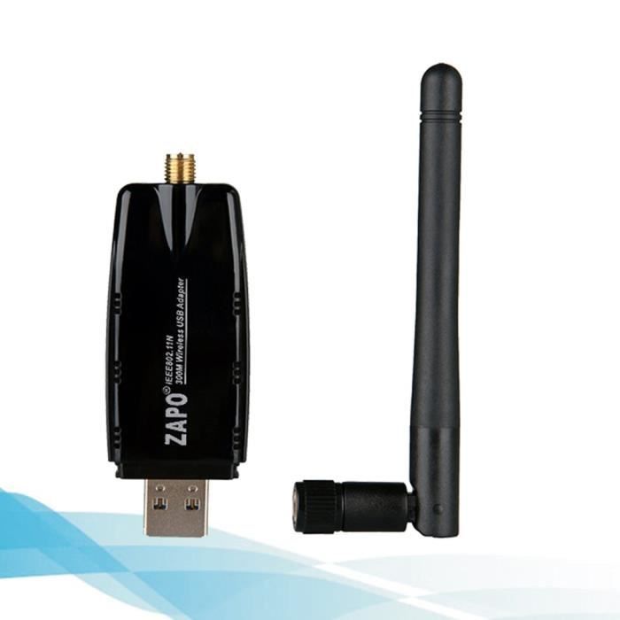 Carte réseau sans fil USB 300M Adaptateur de carte réseau WiFi et antenne  externeNoir - Cdiscount Informatique