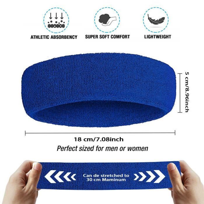Cheveux Serre-tête Bandeau de Sport pour Hommes et Femmes, Élastique  Absorbe la Transpiration Headband - Bleu Bleu - Cdiscount Sport