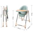 Chaise de salle à manger pour enfants - Chaise haute pliable pour bébé - Table d'alimentation réglable - vert-3
